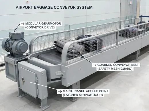 Airport baggage conveyor drive